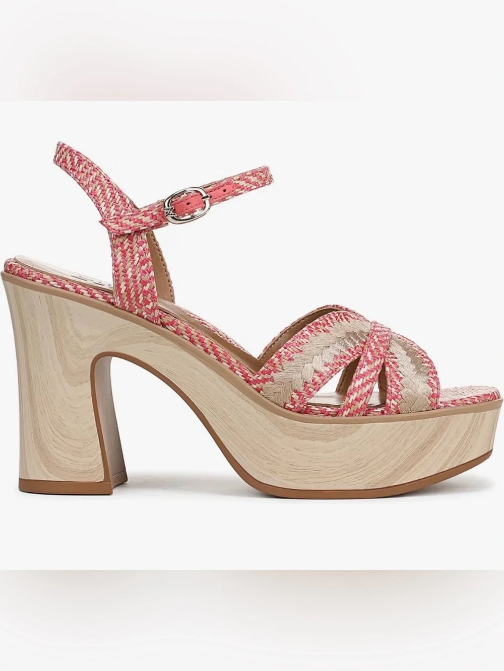 A290 Naturalizer Pink Woven Platform Sandals with Ankle Buckle NWT Size11